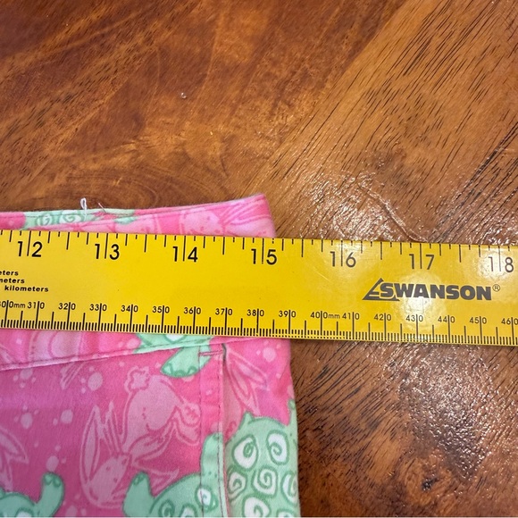 Vintage Lilly Pulitzer "Tortoise and Hare" Pink & Green Turtle Cropped Pants 8 - Picture 3 of 8